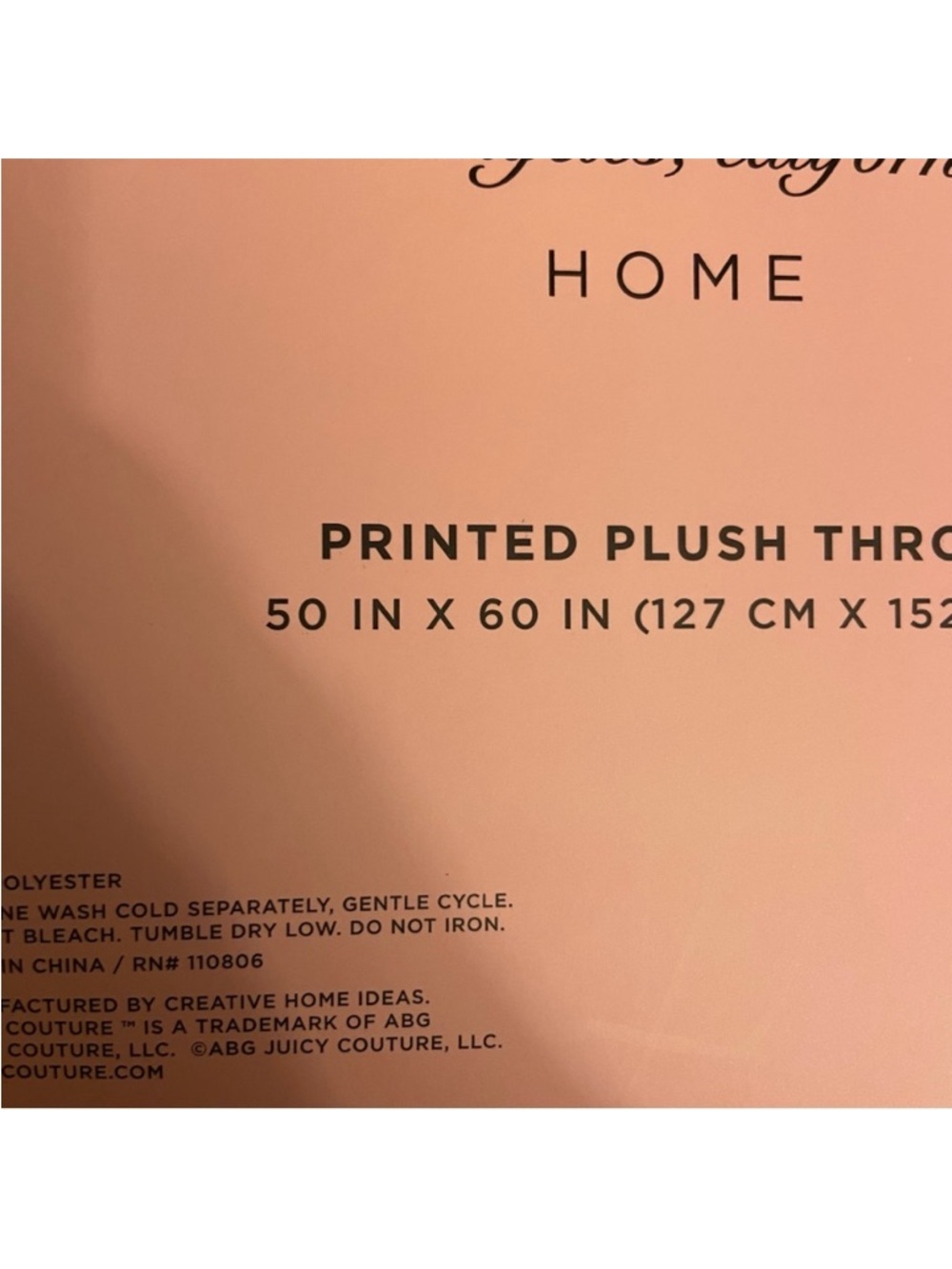 Juicy Couture Pink, Black & Cream Girly Perfume Roses and Jewelry Print Throw. - Picture 4 of 5